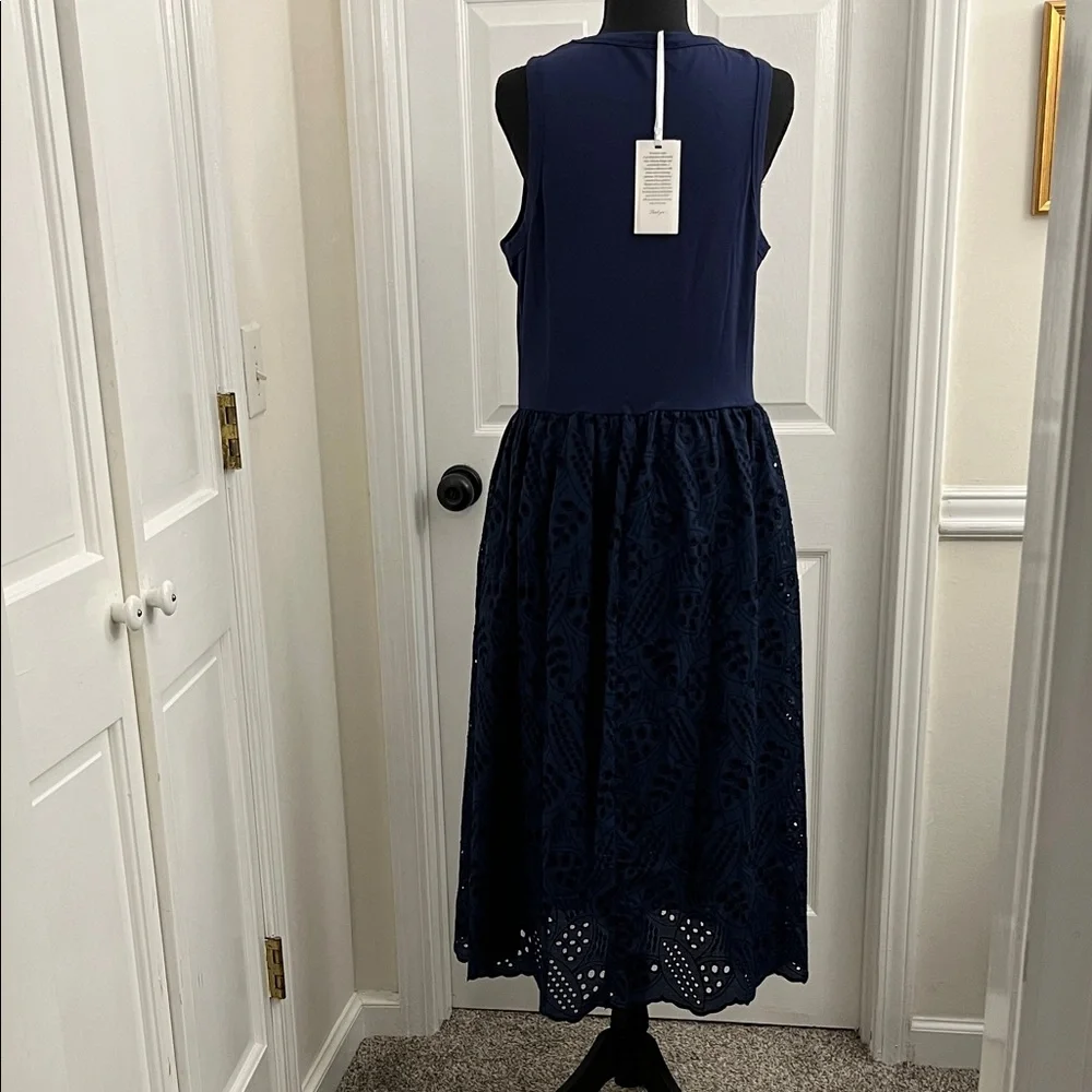Grace Karin Navy Sleeveless Maxi Dress with Eyelet Skirt Panel - Picture 6 of 7